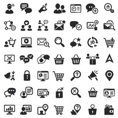 A comprehensive set of solid glyph icons for user interface design, business applications, and e-commerce
