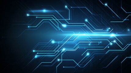 Abstract blue background with glowing circuit lines, digital connections, representing futuristic technology, data transmission, electronic systems, cyber network, innovation in high-tech environments