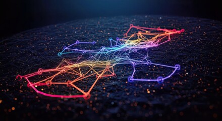 Animated Blockchain Network Nodes Connected Securely