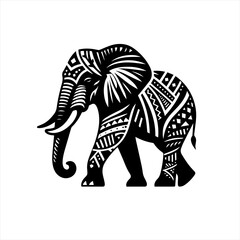 Fototapeta premium Tribal elephant isolated on white background