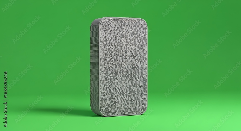 Poster gray rectangular object on green background studio shot