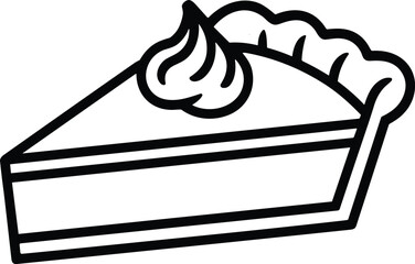 Pumpkin Pie Slice Outline &ndash; Line Art Dessert with Cream Topping