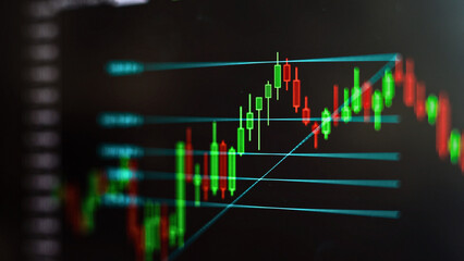 Stock Market Trading Analysis Chart &ndash; Bullish and Bearish Trends Vector, Financial Market Candlestick Pattern for Forex and Stock Trading