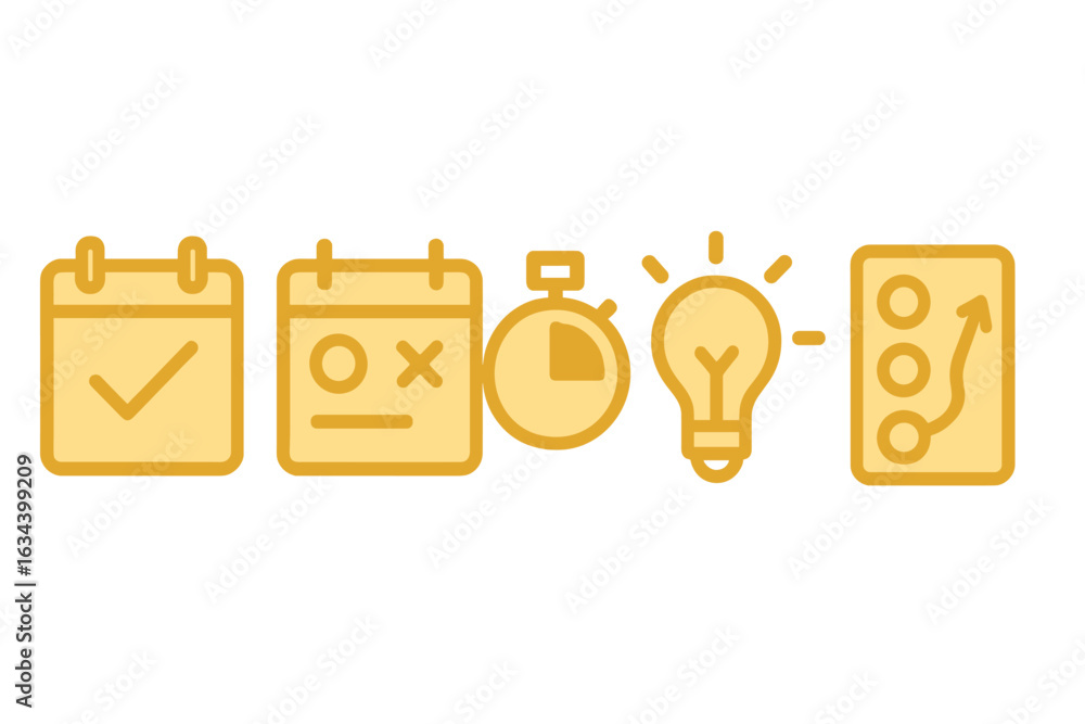 Aufkleber visual representation of time management tools and concepts for effective planning and organization