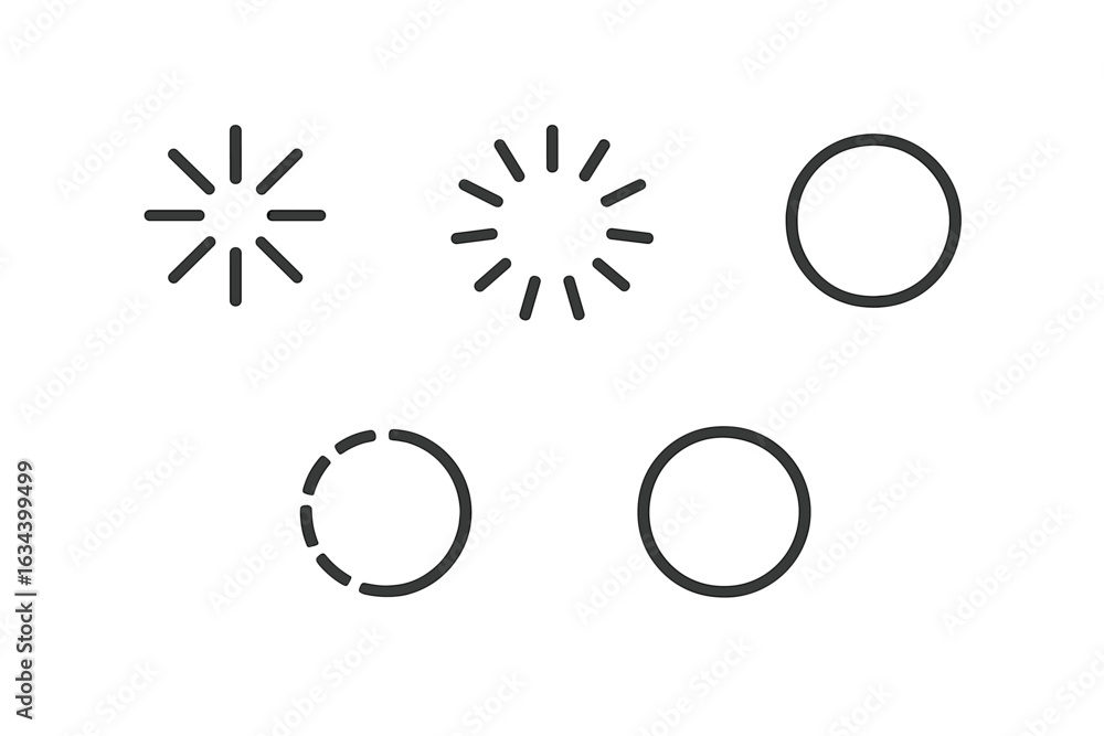 Poster set of loading indicators with various designs and styles for digital interfaces and applications