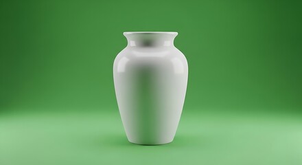 White Vase on Green Background Modern and Minimalist Design