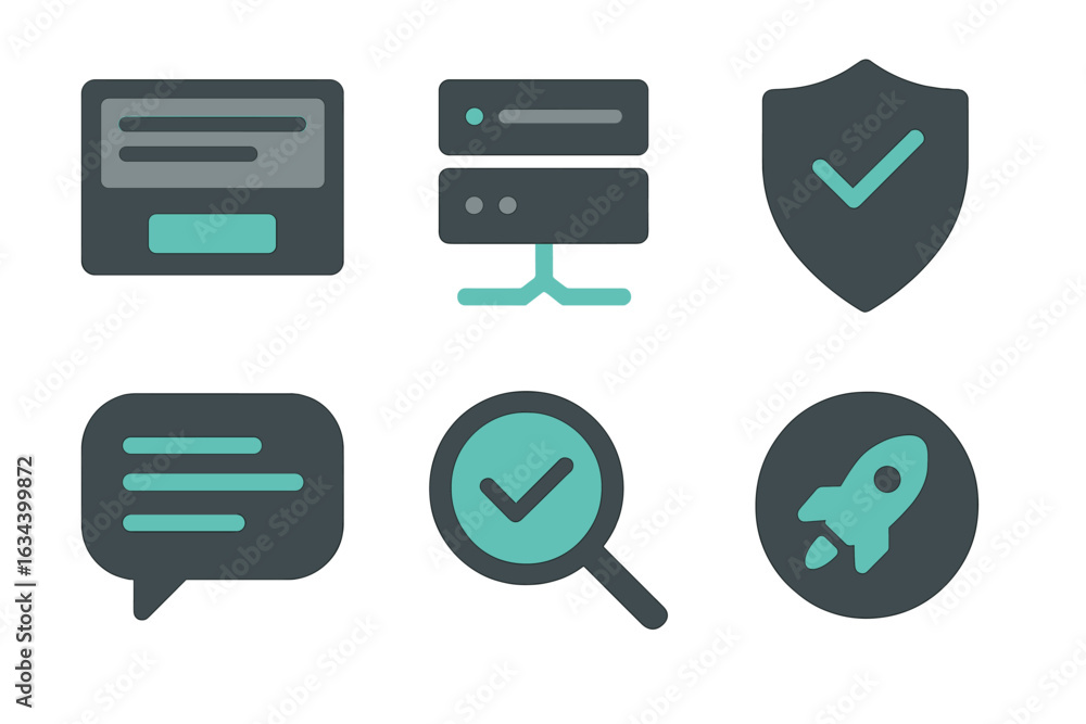 Poster graphic icons representing technology and security concepts in a modern design suitable for digital 