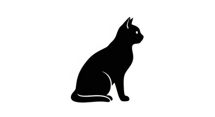 Elegant feline silhouette in deep black against stark white backdrop creating visual contrast