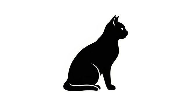 Elegant feline silhouette in deep black against stark white backdrop creating visual contrast