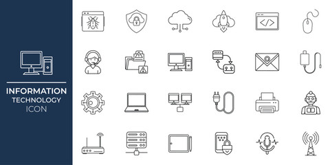 Information Technology Icon for Digital Solutions and IT Services, IT Icon for Network and Computer Systems