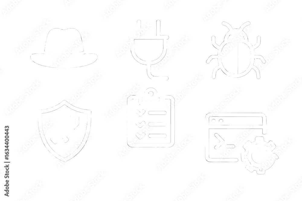 Poster cybersecurity icons representing key concepts in data protection and online safety measures