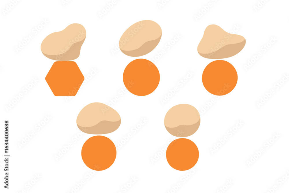 Poster Balancing shapes in a playful arrangement with rocks and colorful circles in an abstract composition
