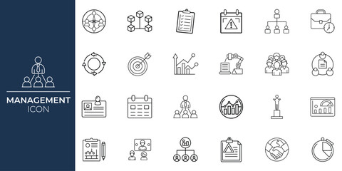 Management Icon for Business and Leadership, Team Management Icon for Project and Strategy