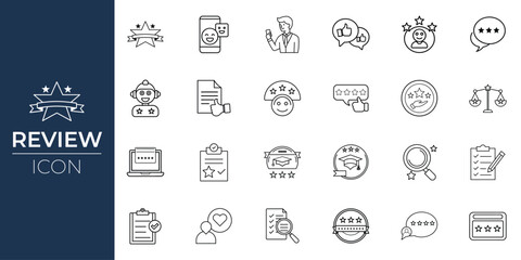 Review Icon for Feedback and Rating, Customer Review Icon for Testimonials and Opinions