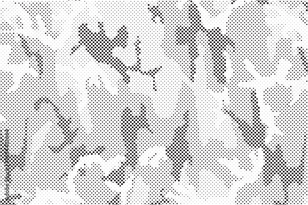 Poster abstract halftone seamless camouflage pattern. repeating digital dotted hexagonal camo military text