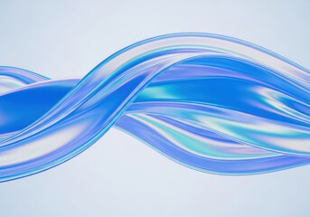 Naklejka premium Abstract flowing blue and iridescent wave on a light background