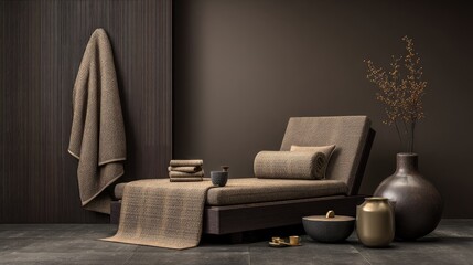 Cozy and Relaxing Interior Scene with Textured Fabrics and Earthy Tones in Modern Space