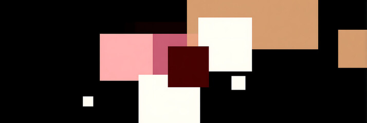 Luxury minimalist abstract background with geometric square patterns in elegant black, gold, and burgundy colors, inspired by artistic anime aesthetics and sophisticated design concepts.