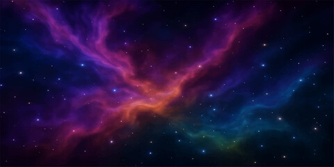 Abstract starry space background with galaxy nebula and bright stars in deep dark universe sky