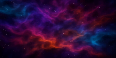 Abstract deep space background with stars and colourful nebula clouds in outer galaxy sky