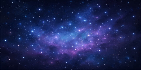 Starry night sky with bright stars and galaxy background in deep space