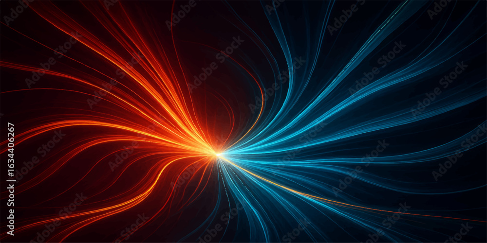 Poster abstract red fractal burst background with dynamic light waves and vibrant plasma energy pattern
