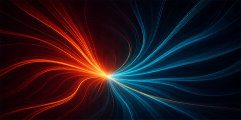 Abstract red fractal burst background with dynamic light waves and vibrant plasma energy pattern