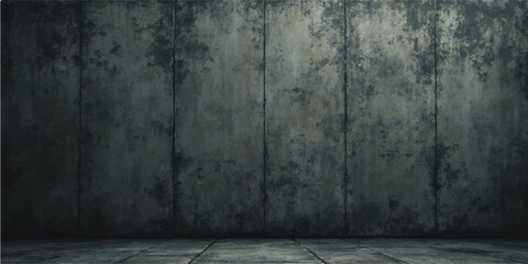 Old grunge interior room with wooden floor and textured concrete walls