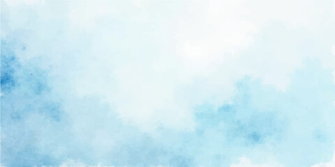 Abstract blue watercolour sky background with clouds sunlight and bright atmosphere