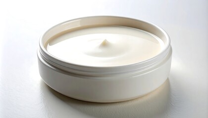 Cream in Container Close Up on White Surface