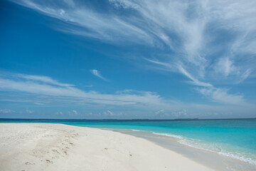 tropical beach with blue sky