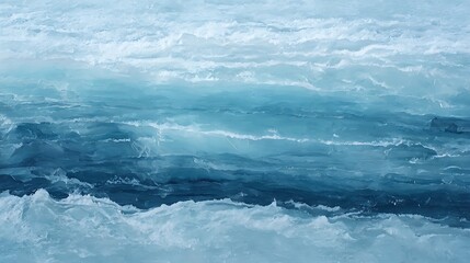 Close up of turbulent blue water with white foam and waves