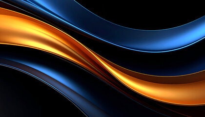 Abstract Gold Blue Waves Flow.