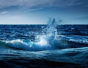 Naklejka premium ocean water splashing with dark blue
