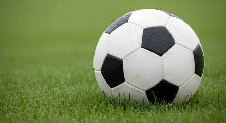 Soccer ball on grass.