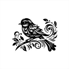 Fototapeta premium Bird on a branch tribal art