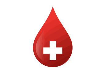 Fototapeta premium Red Blood Drop with White Medical Cross Symbol.