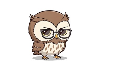 Cute Cartoon Owl with Glasses Pixel Art, Professor Character Vector Illustration
