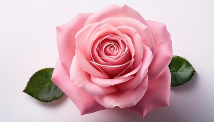Fototapeta premium a beautiful pink rose blossom with delicate petals isolated on a white background showcasing its natural beauty