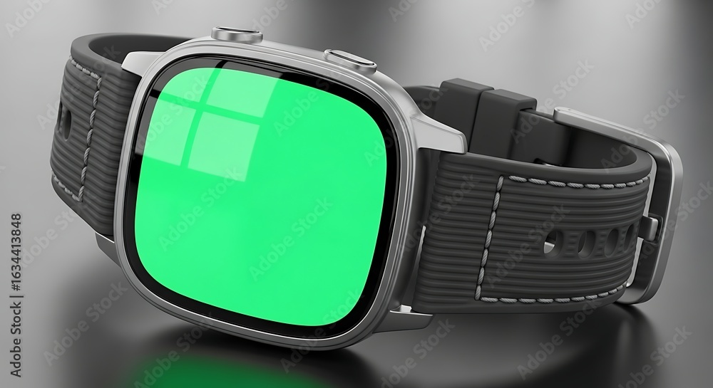Poster smartwatch with green screen mockup on display resting