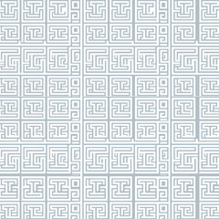 A repeating grid of light gray geometric shapes creates an intricate, maze-like pattern on a subtle background.