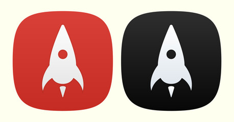 Red and black rocket app icons. Rocket buttons