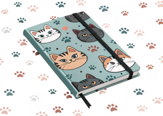  cat-pattern-notebook on a isolated transparent background
