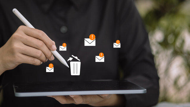 Deleting Spam Emails with Digital Stylus on Tablet Interface