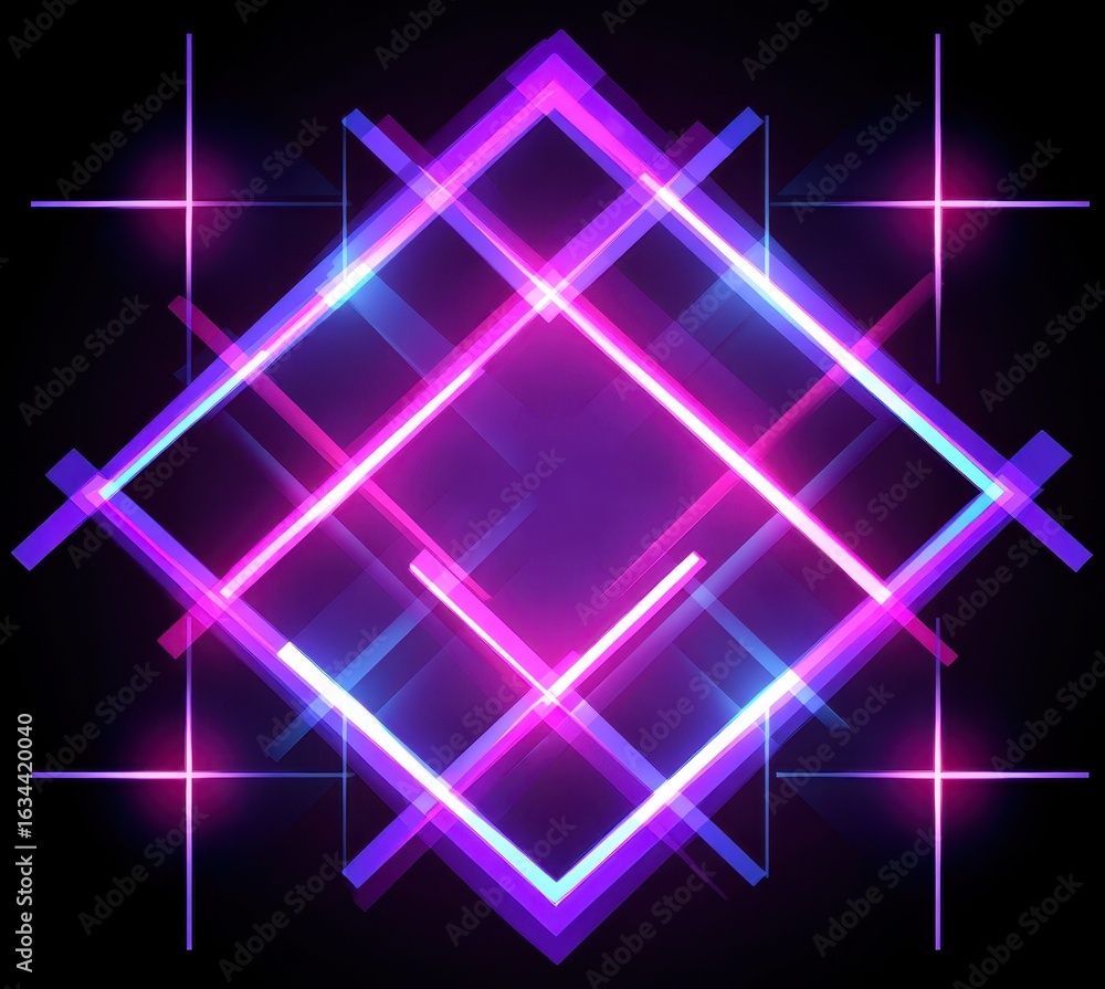 Poster vibrant neon abstract background with geometric patterns and light