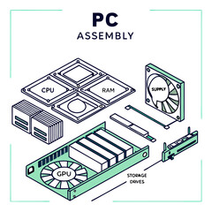 Isometric Illustration of PC Assembly Components