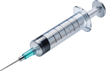 3D Vaccine Syringe Render with Transparent Background