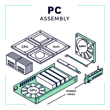 Isometric Illustration of PC Assembly Components
