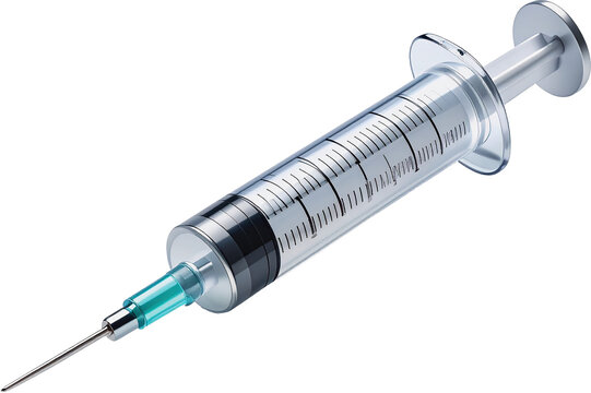 3D Vaccine Syringe Render with Transparent Background