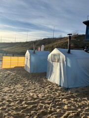 Experience the ultimate beachside relaxation with sauna tents on the stunning Northumberland coast....